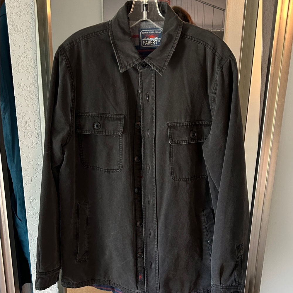 Faherty Men's Charcoal Shirt Jacket